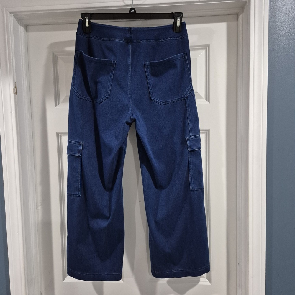 Halara Jeans Womens Medium Petite Wide Leg Cargo Cropped Flex Denim *Hemmed - Picture 2 of 10